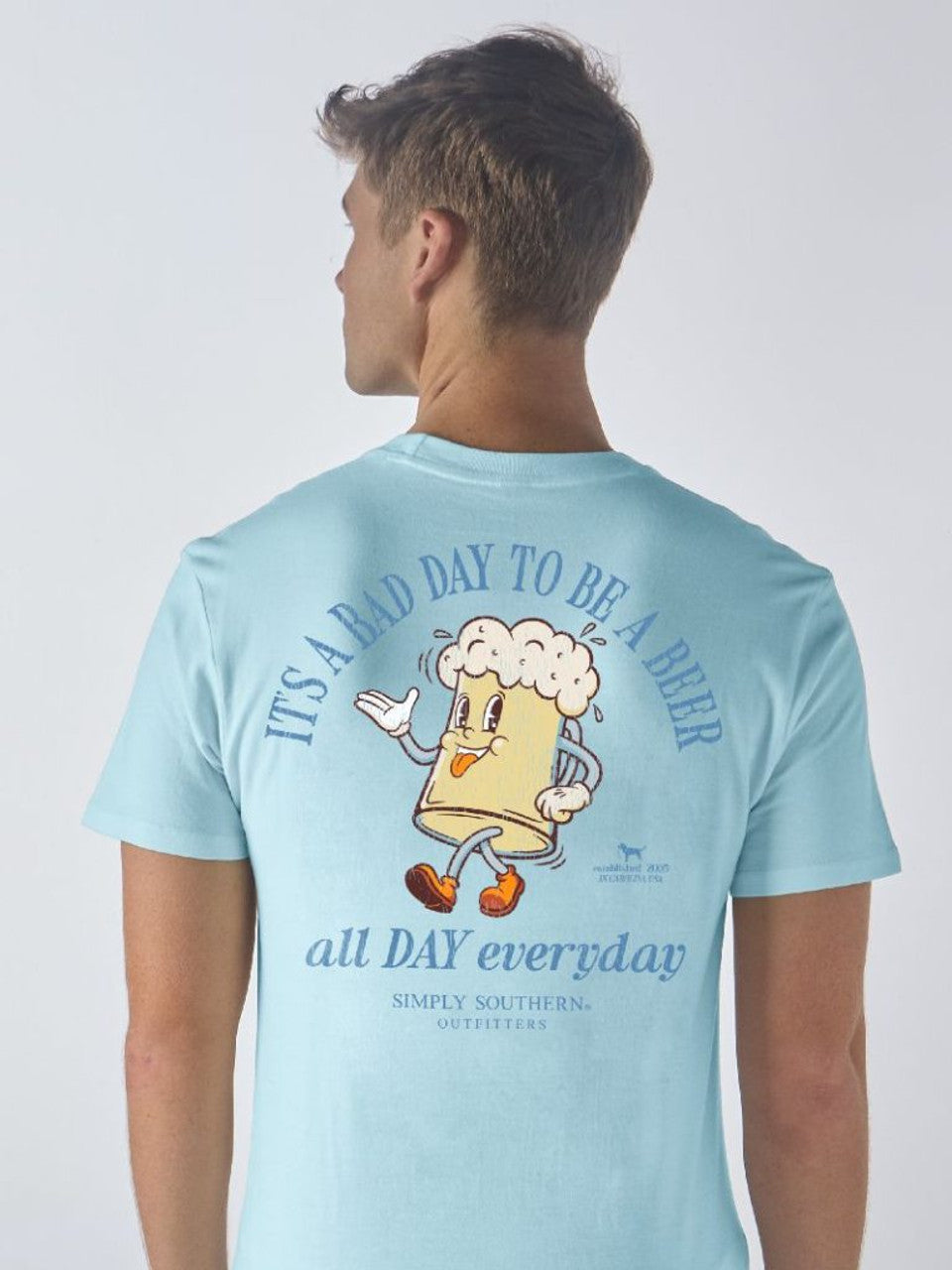 Simply Southern Men's Light Blue Beer Shirt
