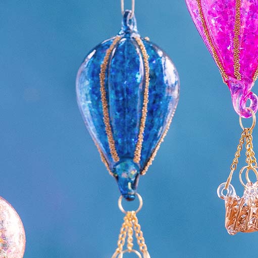 Glitterville Small Rainbow Glitter Hot Air Balloon Ornament