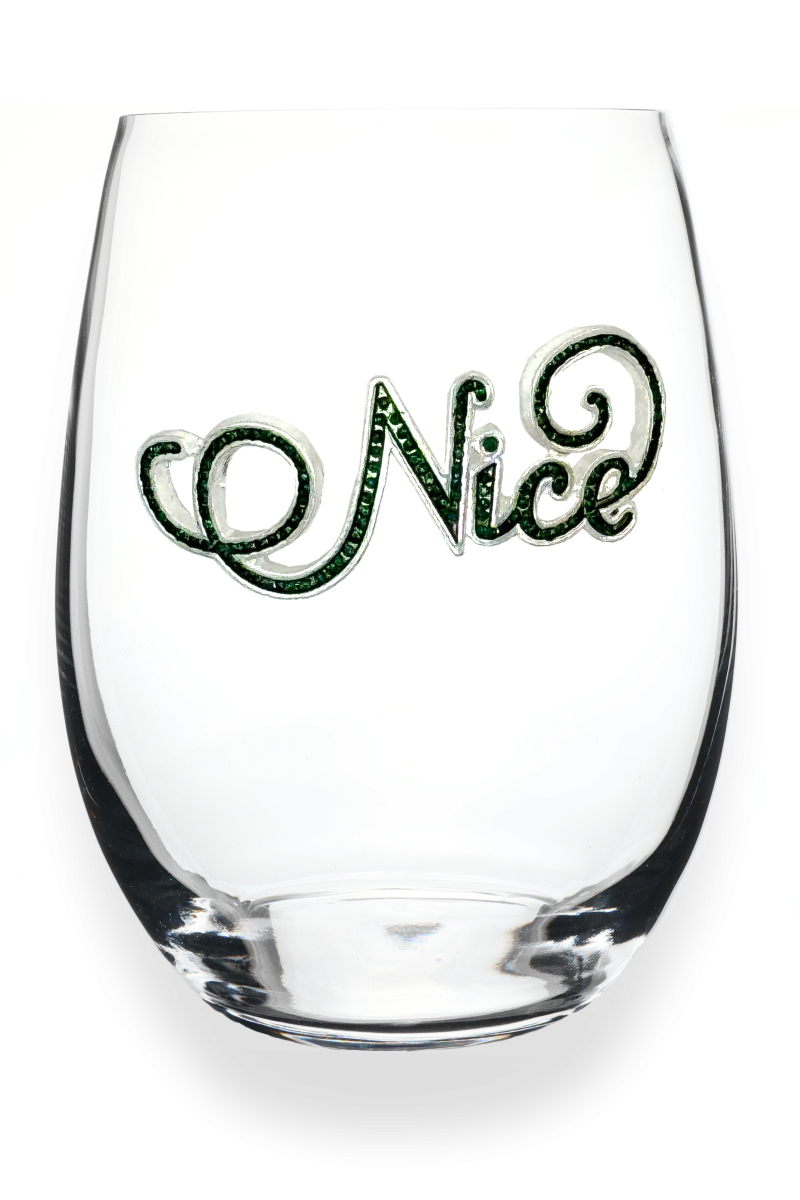 Jeweled Christmas Stemless Wine Glass Drinkware