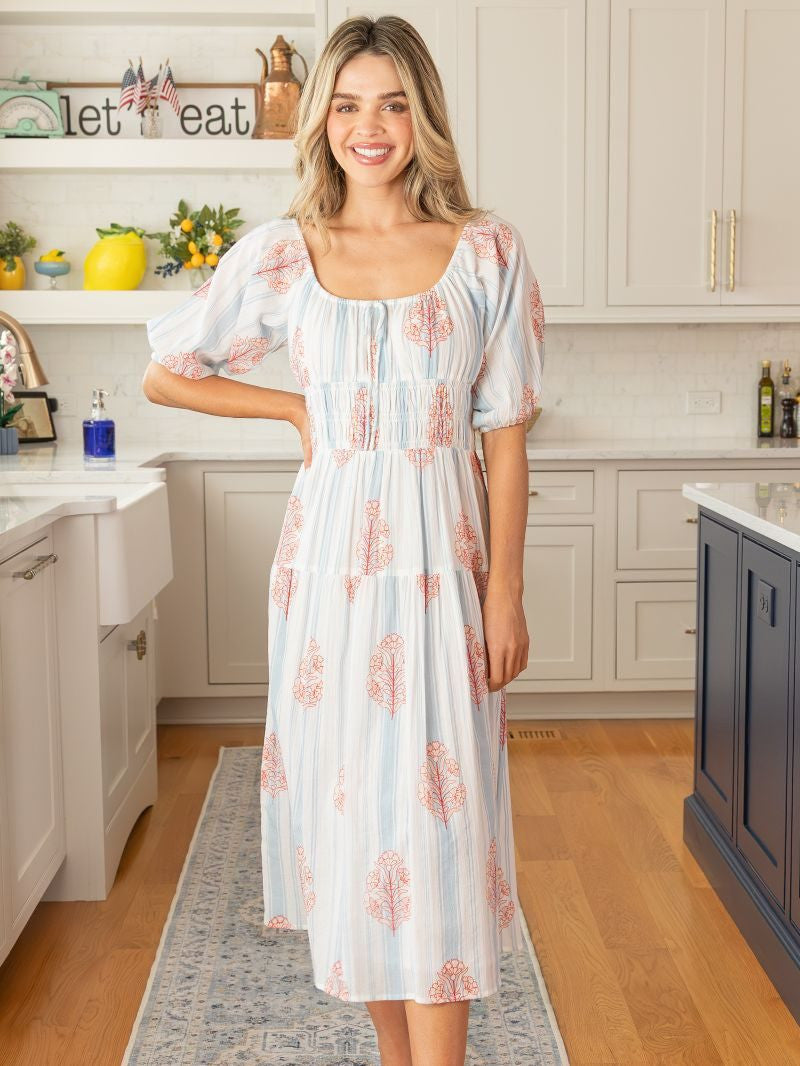 Simply Southern Midi Dress With Stripe & Floral Print