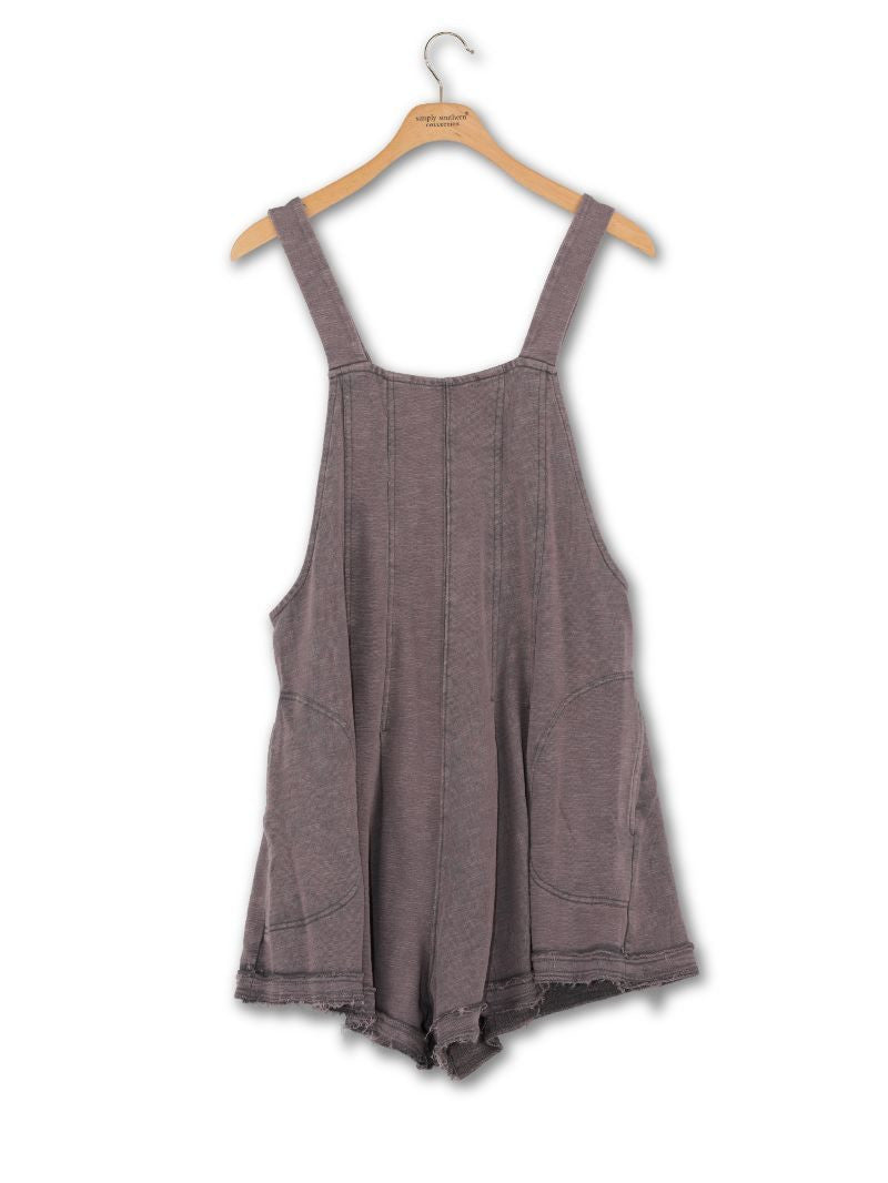 Simply Southern Washed Romper- Dark Grey