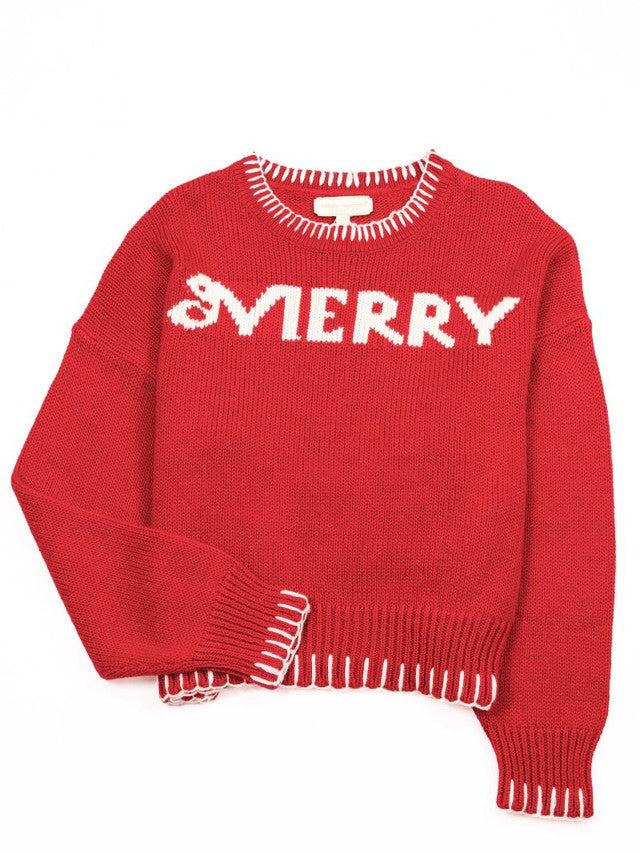 Simply Southern Imee Red Merry Sweater