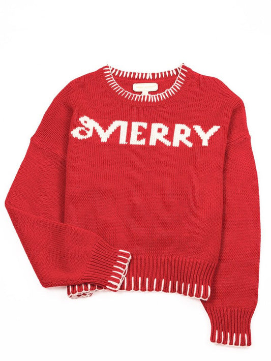 Simply Southern Imee Red Merry Sweater