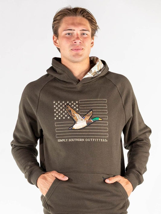 Simply Southern Men's Dark Green Mallard Duck Hoodie