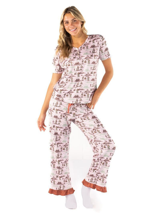 Simply Southern Pink PJ Set With Cactus Print