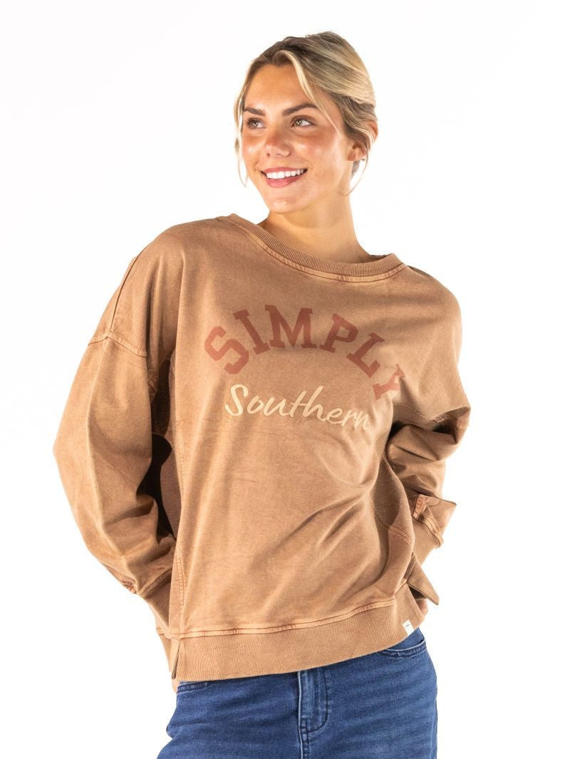 Simply Southern Washed Brown Vintage Sweatshirt