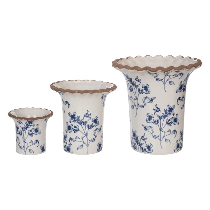 Blue & White Floral Ceramic Planter