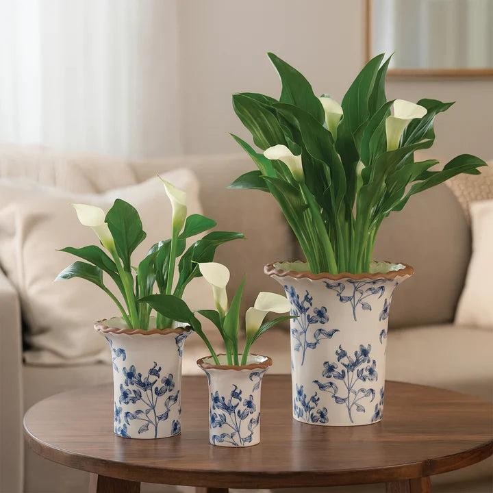Blue & White Floral Ceramic Planter