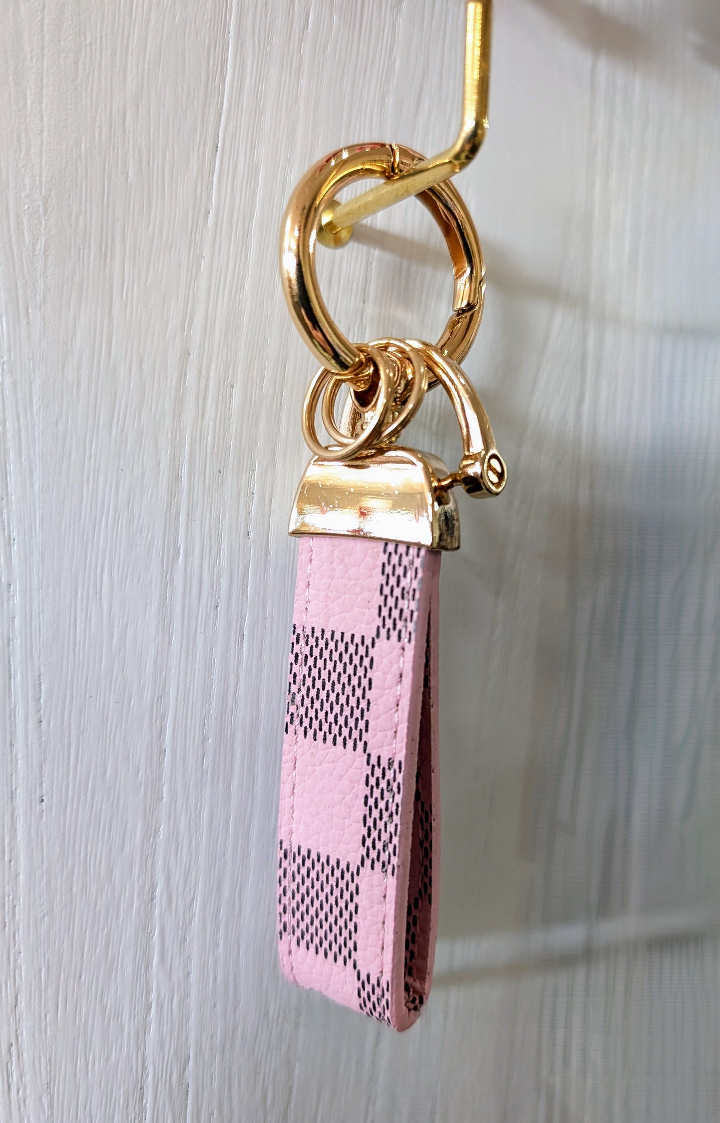 Plaid Pattern Strap Charm Keychain