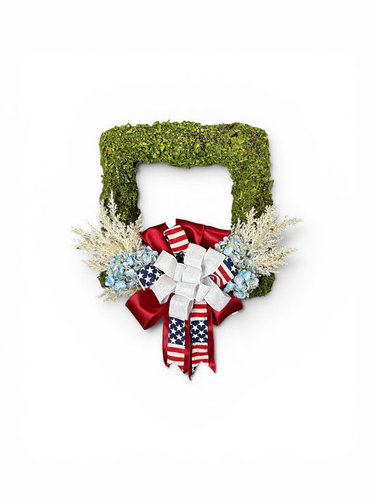 American Pride 15" Square Moss Wreath