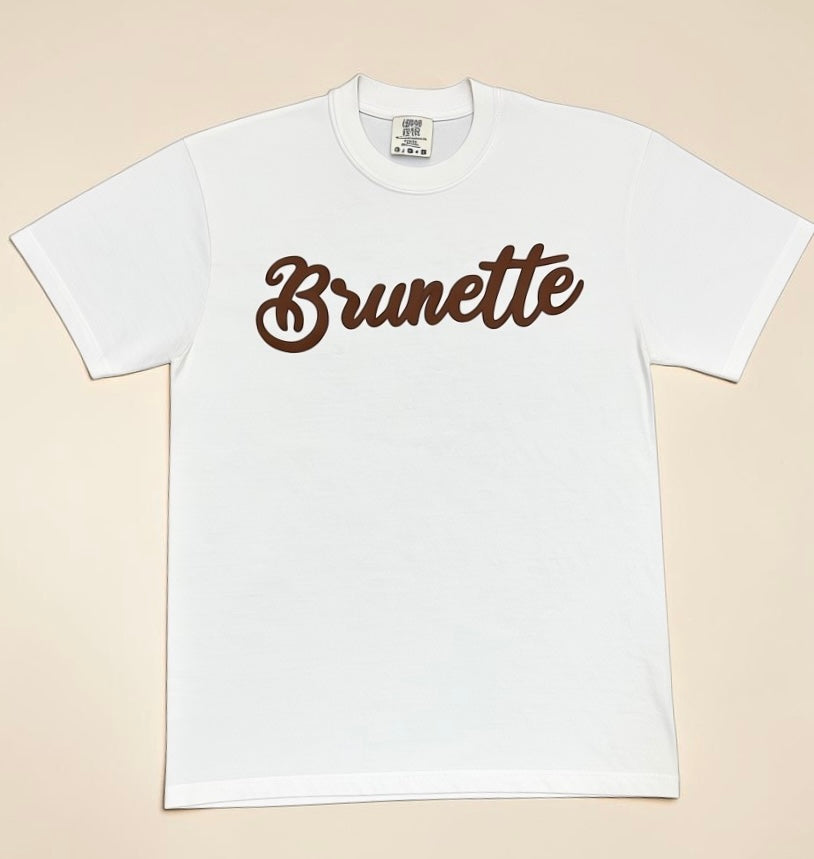 Trendy Text Ivory Cream Short Sleeve Tshirt with script Blonde or Brunette