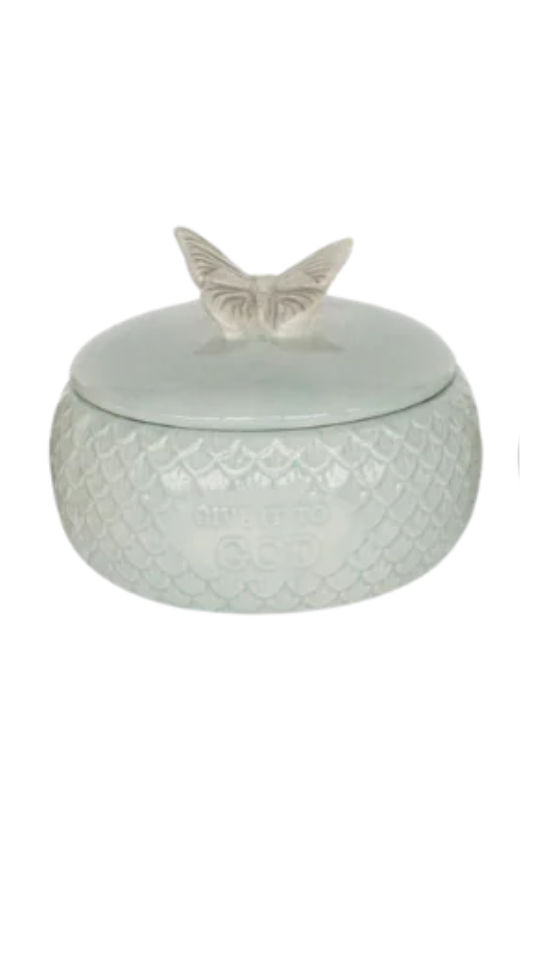 Ceramic Prayer Container With Butterfly Lid