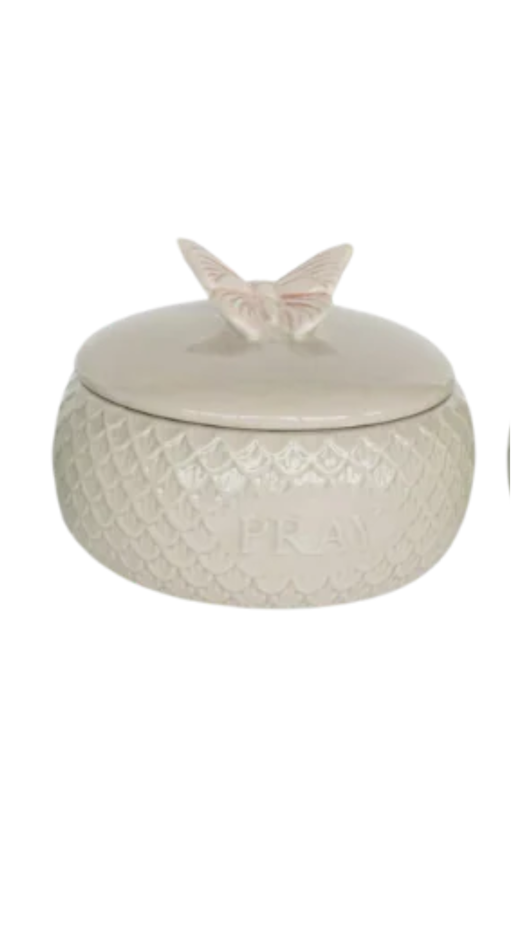Ceramic Prayer Container With Butterfly Lid