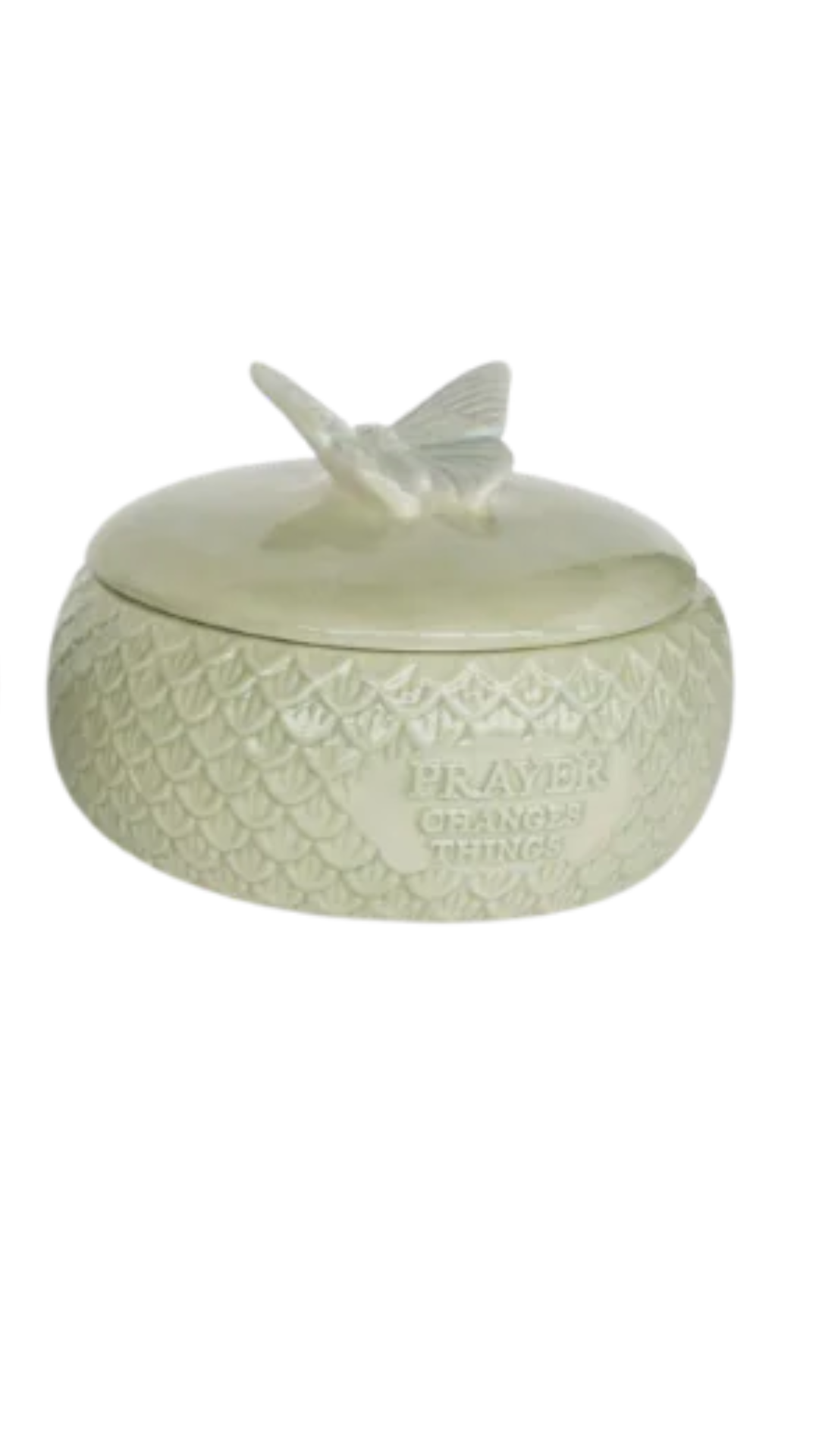 Ceramic Prayer Container With Butterfly Lid