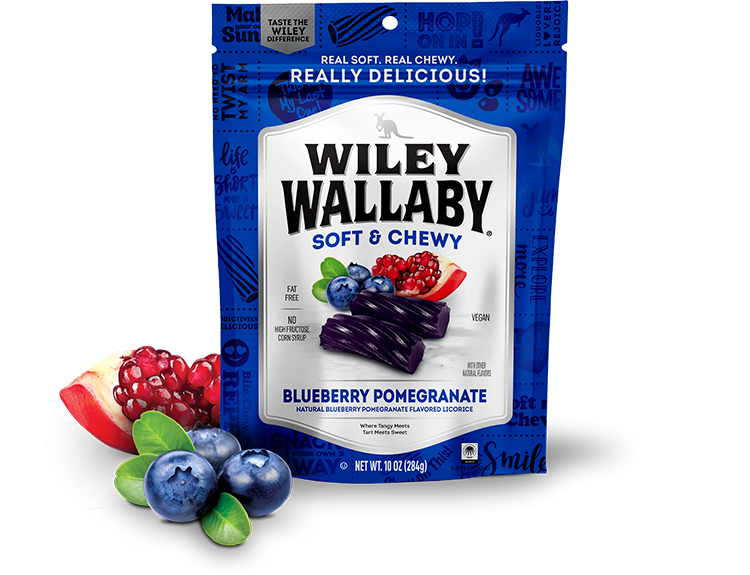 Wiley Wallaby Soft & Chewy Gourmet Licorice- Blueberry Pomegranate