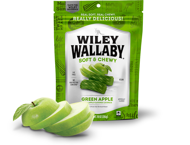 Wiley Wallaby Soft & Chewy Gourmet Licorice-Green Apple