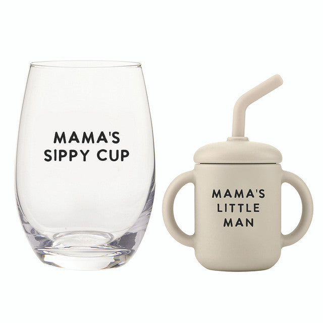 Mama Wine Glass and Sippy Set