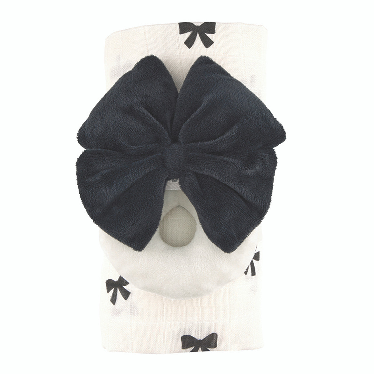 Swaddle Blanket with Plush Rattle - Bows