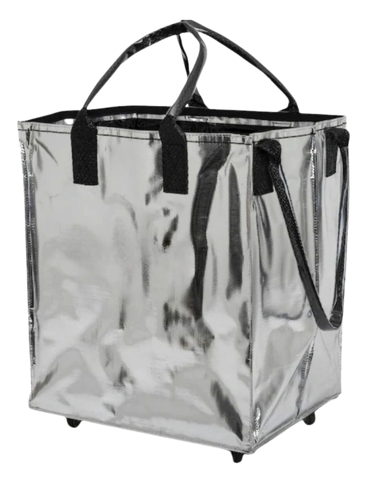 Large Rolling Tote Bag - Silver