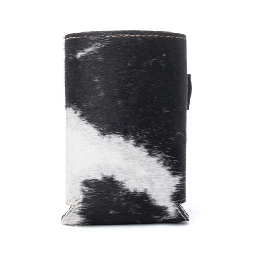 Myra Birch Valley Hairon Leather Beer Can Holder in Ivory Slate