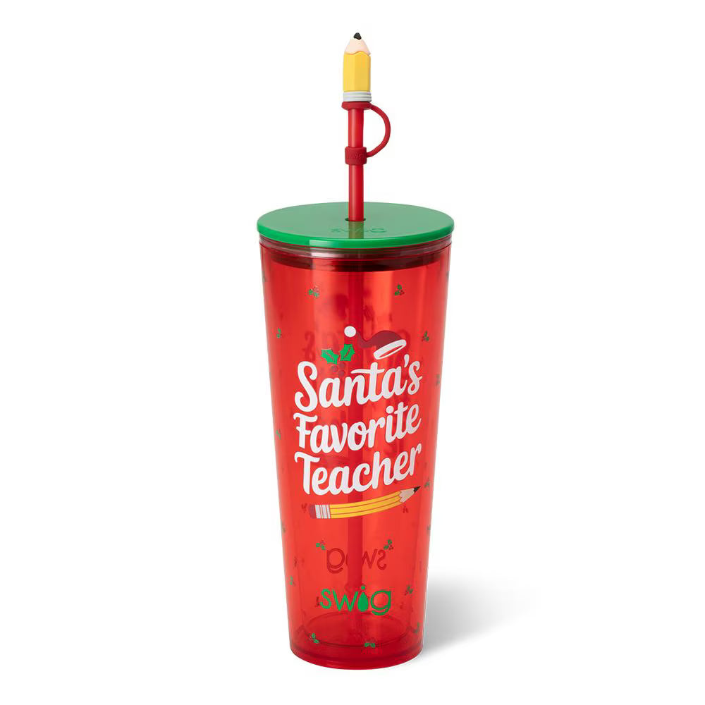Swig Santa's Favorite Teacher Plastic Tumbler 24oz