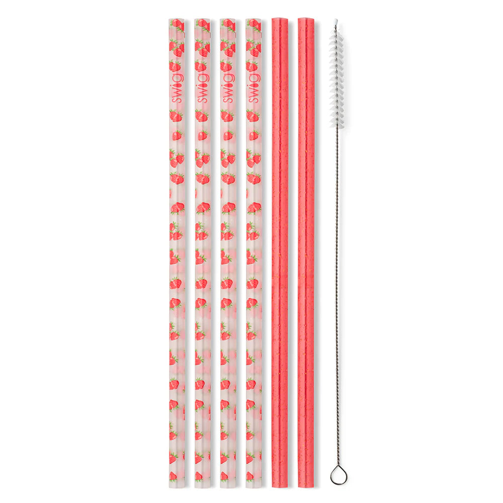 NEW Swig Strawberry Shortcake Reusable Straw Set