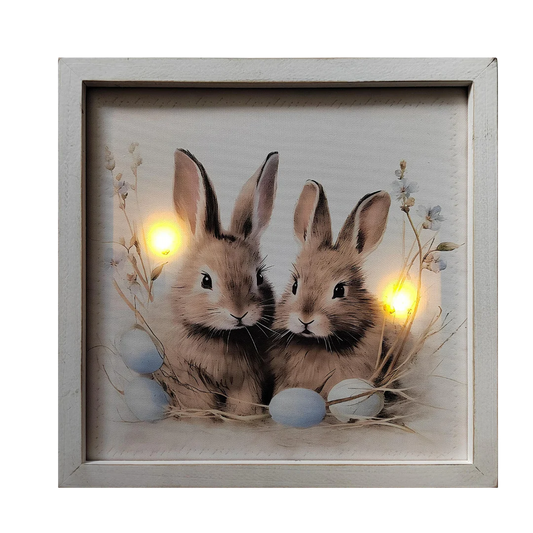 12" Easter Bunny Pair LED Framed Sign