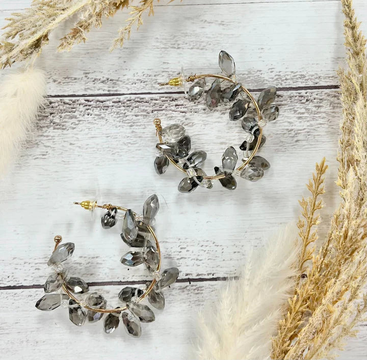 Ashlyn Rose Grey Misty Meadows Blossom Hoop Earrings