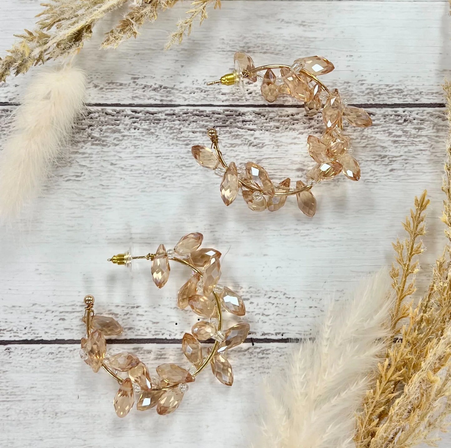 Ashlyn Rose Crystal Gem Hoop Earrings, Champagne
