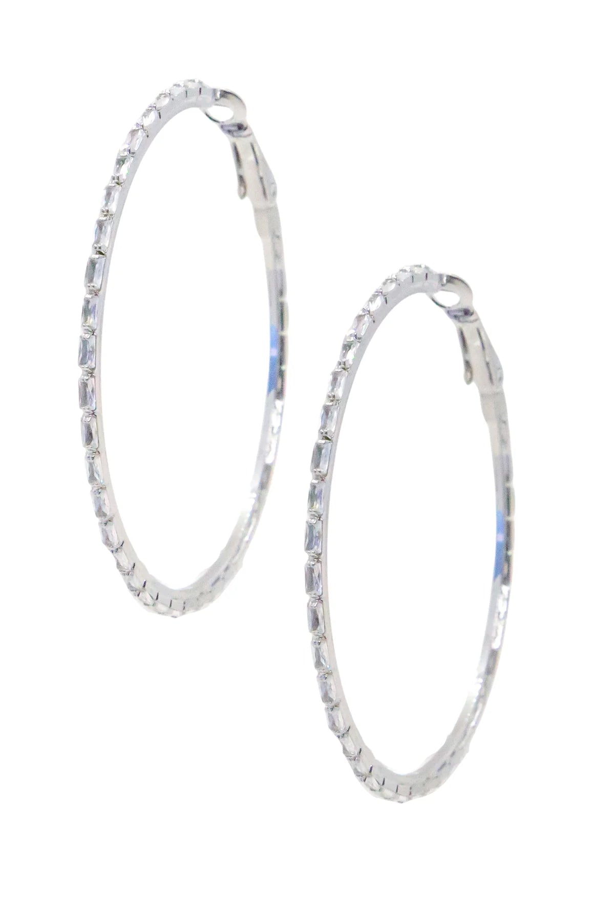 Southern Grace Large Hoops With Rectangular Gems