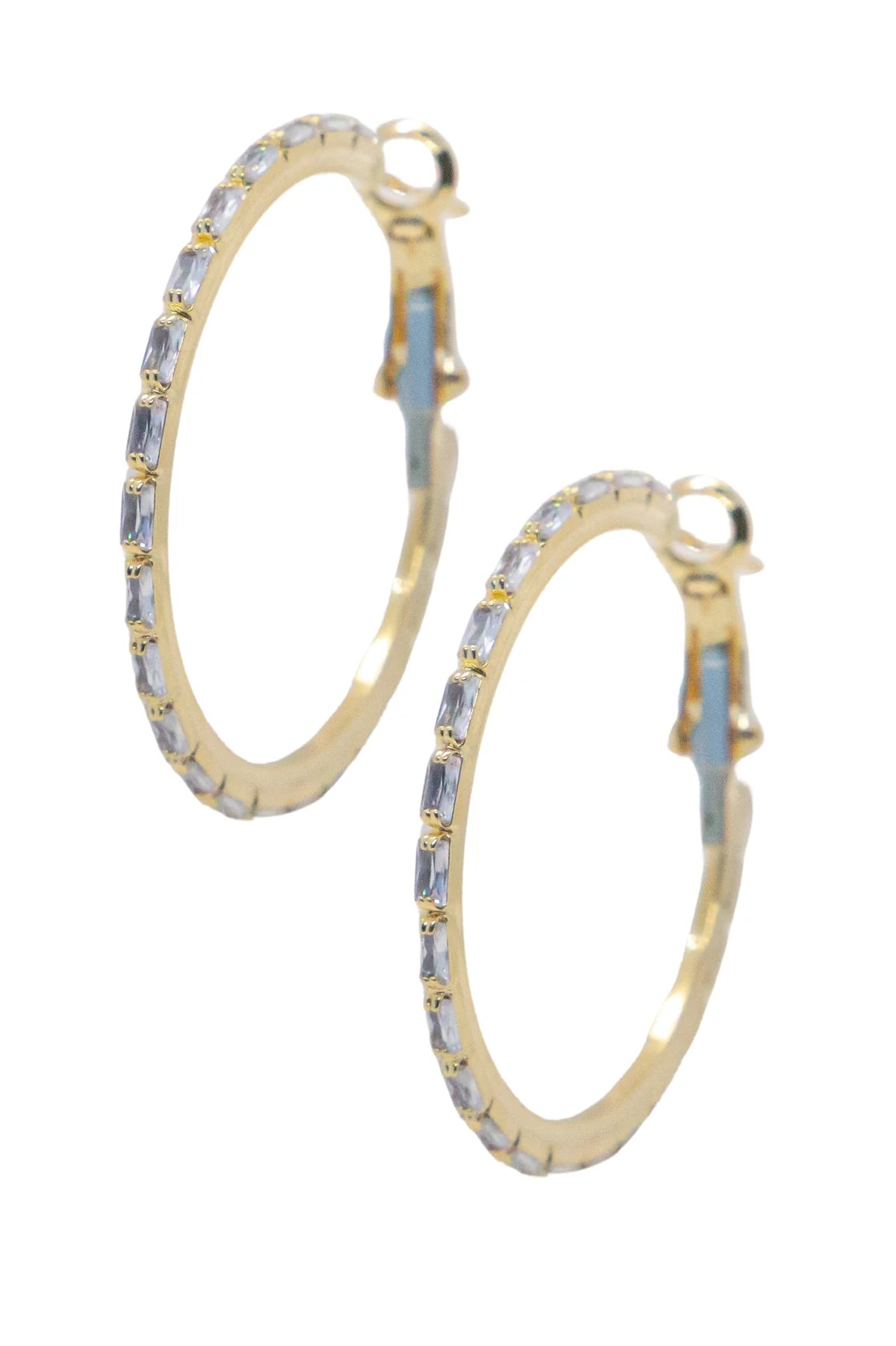 Southern Grace Medium Hoops with Rectangular Gems