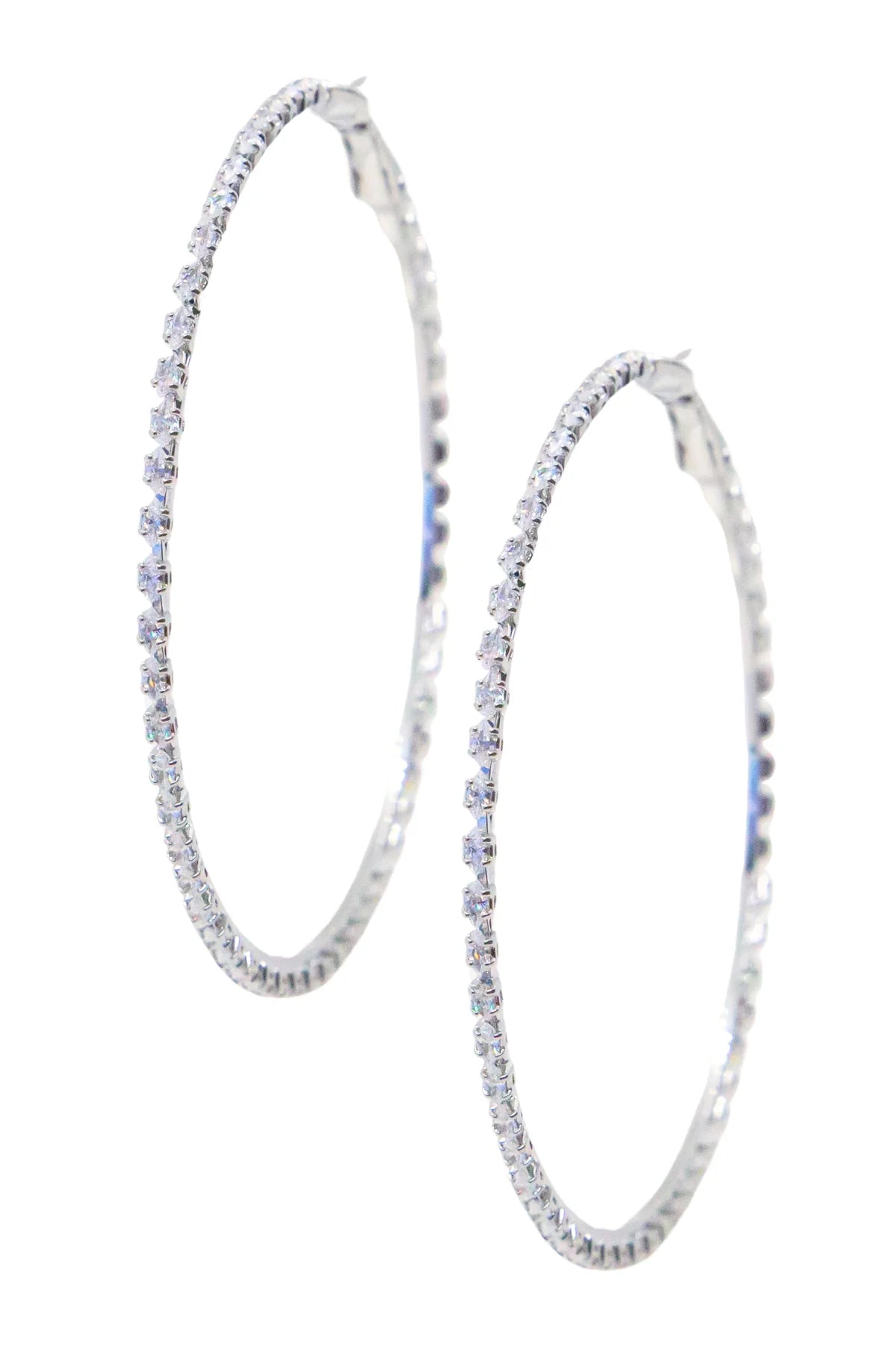 Southern Grace Large Silver & Crystal Glow Hoops
