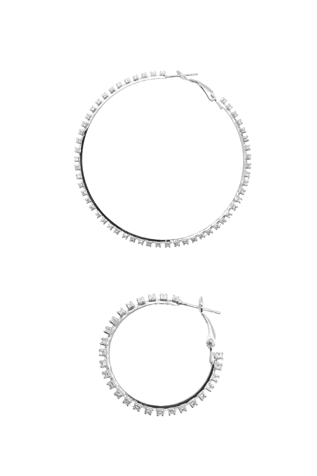 Southern Grace Large Silver & Crystal Glow Hoops