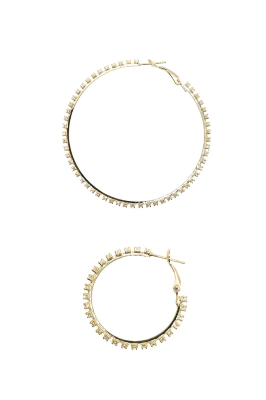 Southern Grace Medium Golden & Crystal Glow Hoops