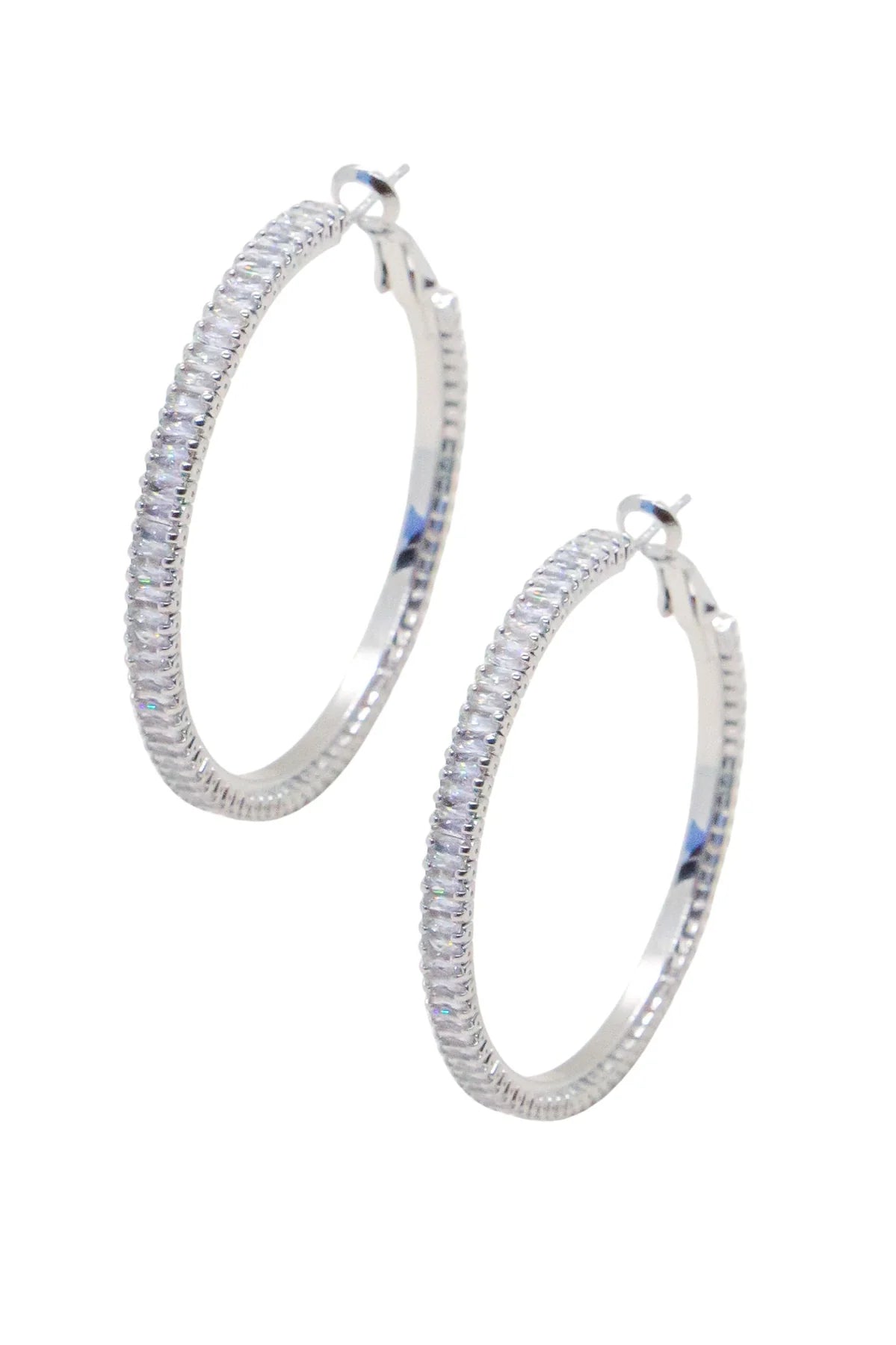 Southern Grace Medium Silver Glow Frostbite Hoops