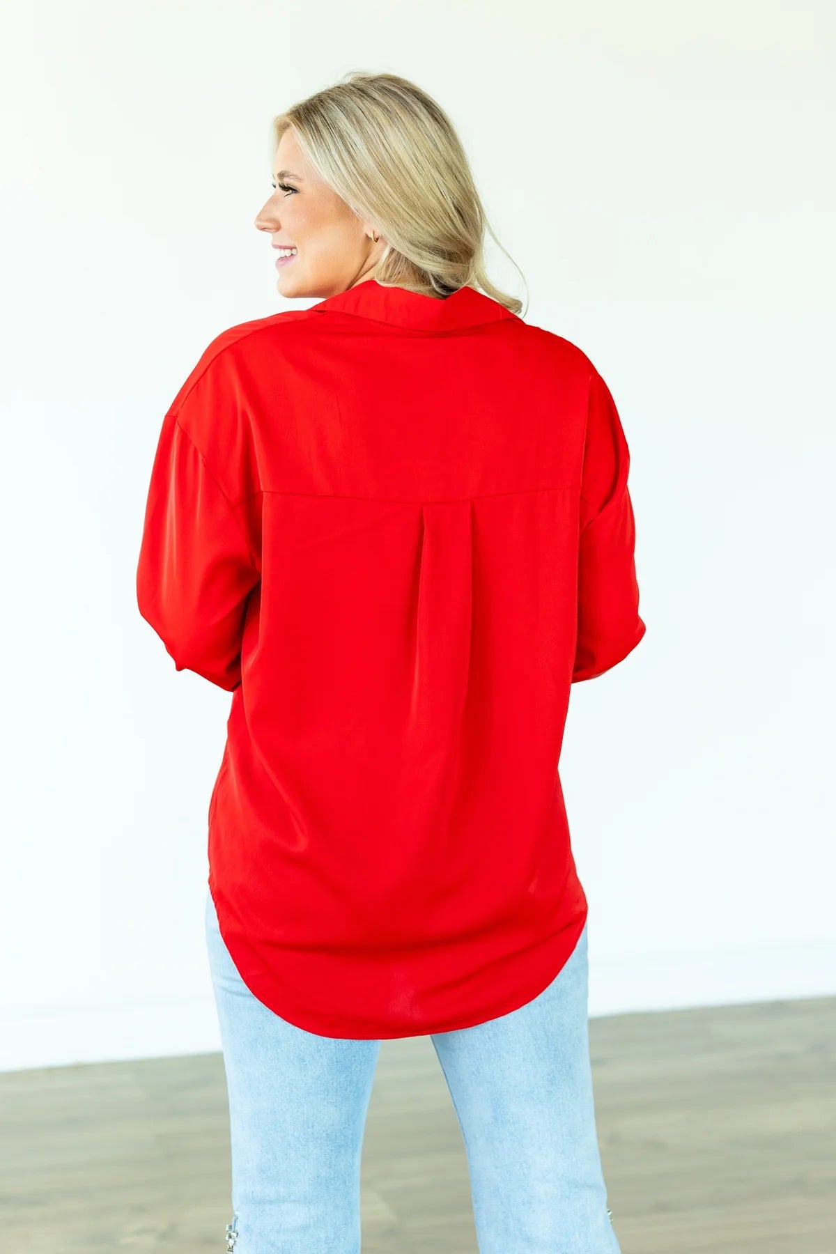 Southern Grace Kathryn Button-Up Shirt- Red