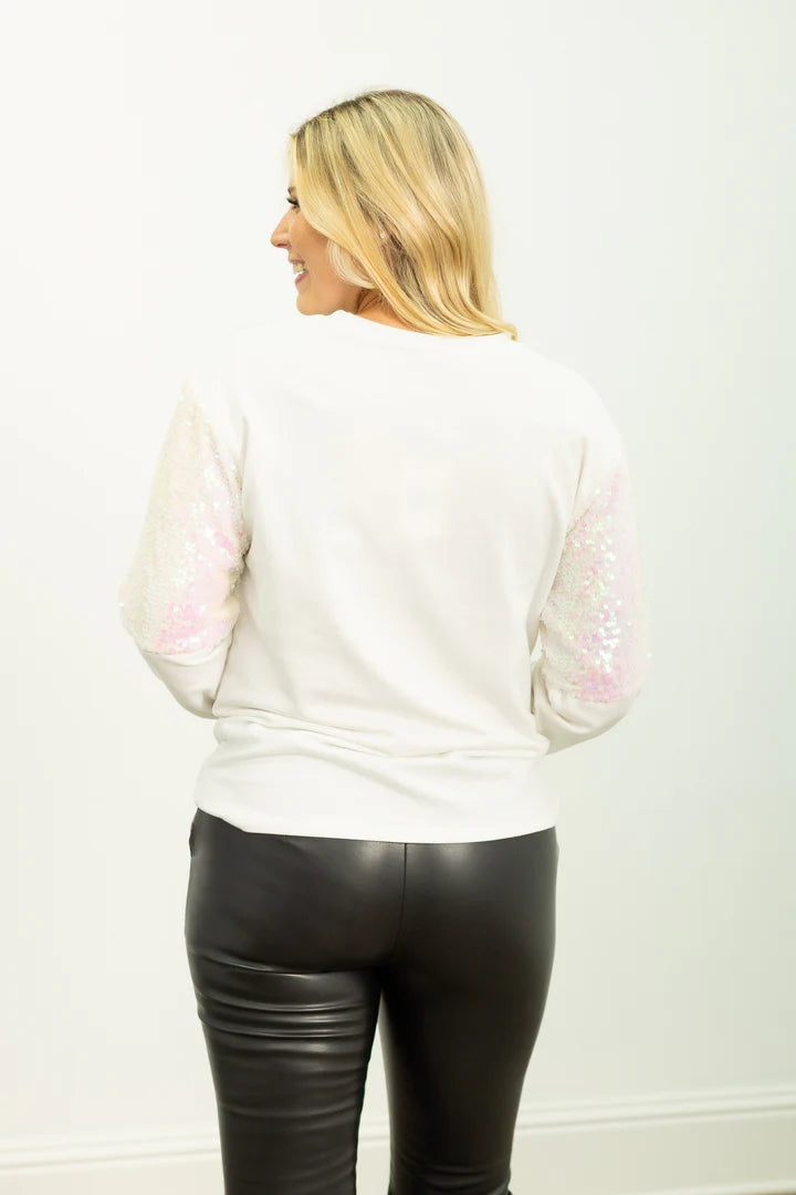 Southern Grace White Jack-o'-lantern on Sequins Sweatshirt