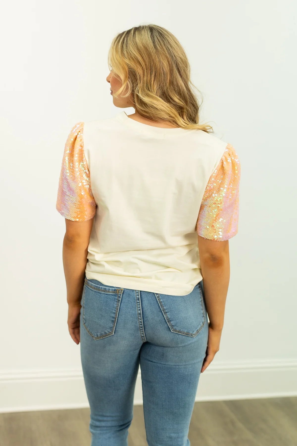 Southern Grace Trio Pumpkin T-Shirt With Sequin Sleeves