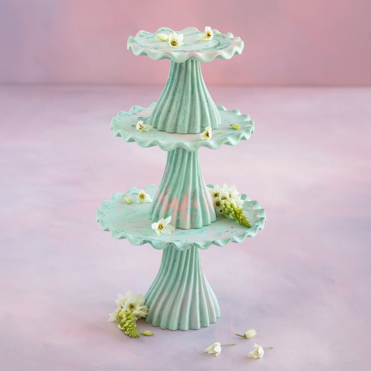 Glitterville Velour Mint Ruffle Cake Plate