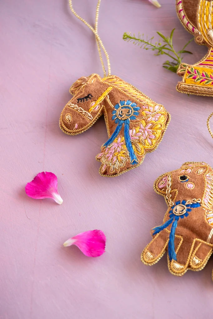Glitterville Gallop Stables Embroidered Ornaments