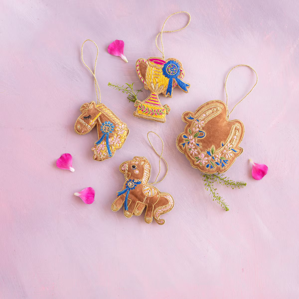 Glitterville Gallop Stables Embroidered Ornaments