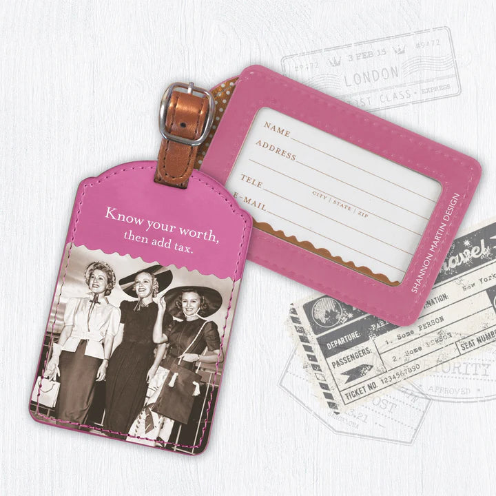 Leather Fun Print Luggage Tags