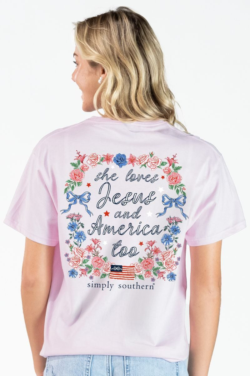 Simply Southern Pink Jesus & America T-Shirt