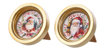 Small Santa Pictures With Gold Round Frame