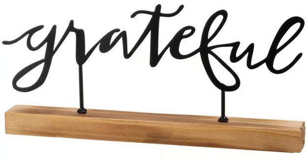 Grateful Metal Word Wood Base Sitter