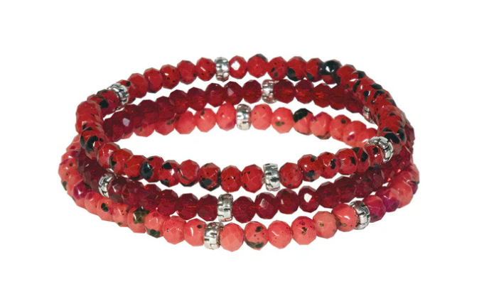 Kids 3 Stack Mini-Crystal Bracelets- Red Robin