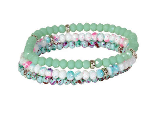 Kids 3 Stack Mini-Crystal Bracelets- Snow Cone