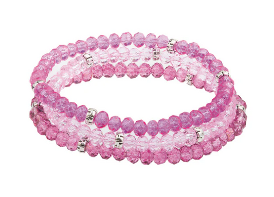 Kids 3 Stack Mini-Crystal Bracelets- Pink Paradise