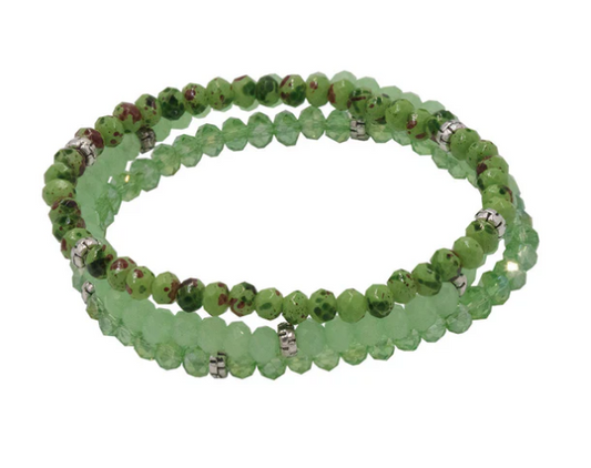 Kids 3 Stack Mini-Crystal Bracelets- Peppermint