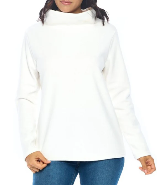 Adriana High Neck Knit Top- White